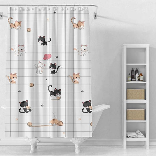 TIKABC Shower Curtain Liner, 4G PEVA Shower Liner, Plastic Peva Waterproof Shower Curtains, 72x72 inch with Grommet Holes 3 Magnetic Weights