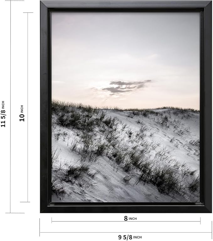 Monem Art Snowy Sand Dunes Landscape Print - Minimalist Winter Nature Poster - Wall Decor for Living Room, Bedroom or Office - 8x10 Black Framed CANVAS Wall Art by Mareike Bohmer