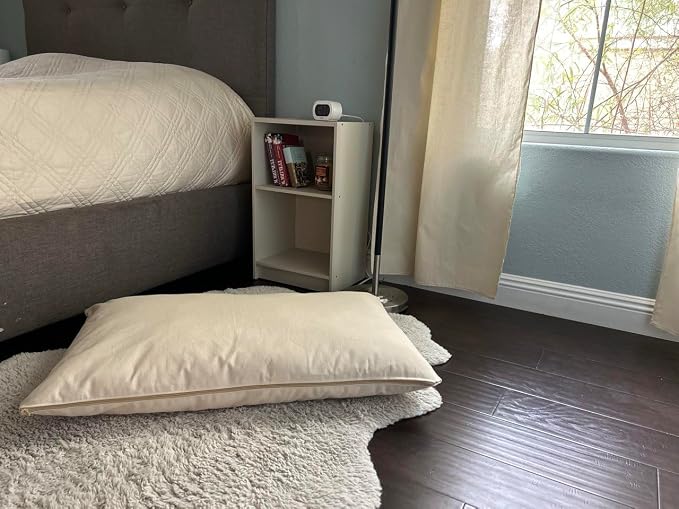 Natural Cotton Canvas Dog Bed – Raw Cotton Filled Pet Cushion Insert, Breathable Eco-Friendly Dog Mattress, Durable Washable Cover with Zipper (Natural, Medium 42"x29"x4")