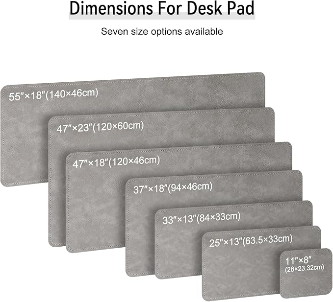 Imitation Crazy Horse Leather Desk Mat - Waterproof Desk Pad - Ideal for Large Mouse Pad and Desk Mats on Top of Desks (Light Gray+Light Blue, 33"*13")