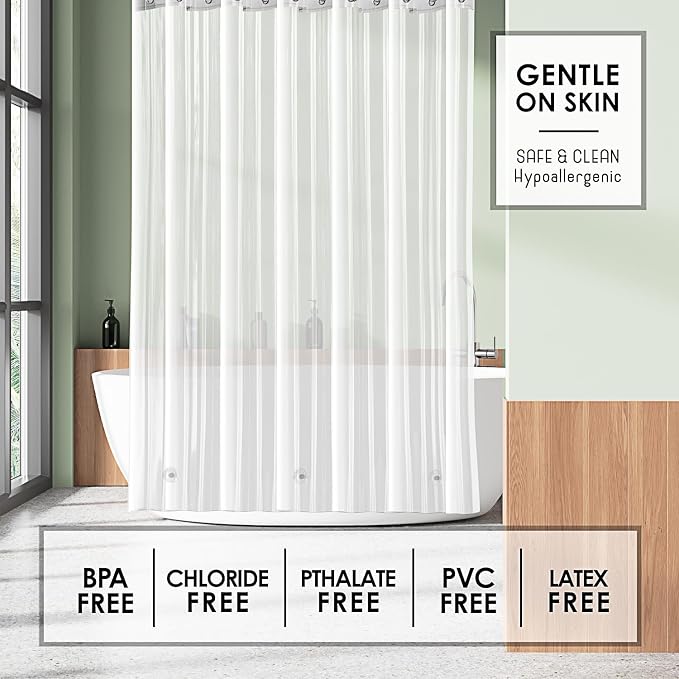 Clara Clark Shower Curtain Liner - Lightweight Vinyl PEVA, 72x72 Frosted, Waterproof Plastic With 3 Magnets, 5G Premium for Bathroom