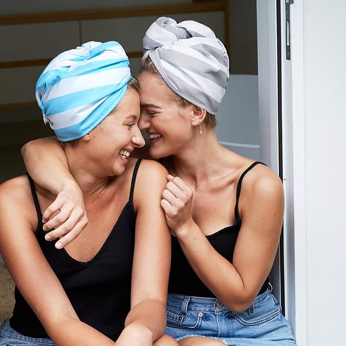Dock & Bay Turban Hair Towel - for Home & the Beach - Super Absorbent, Quick Dry - Tulum Blue, One Size