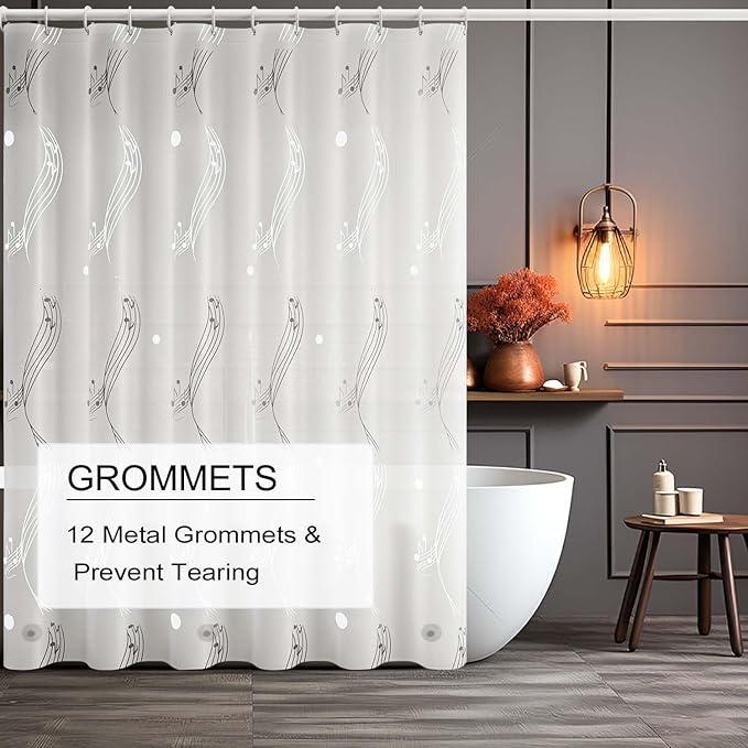 TIKABC Shower Curtain Liner, 4G PEVA Shower Liner, Plastic Waterproof Shower Curtains, 72x72 inch with Grommet Holes 3 Magnetic Weights