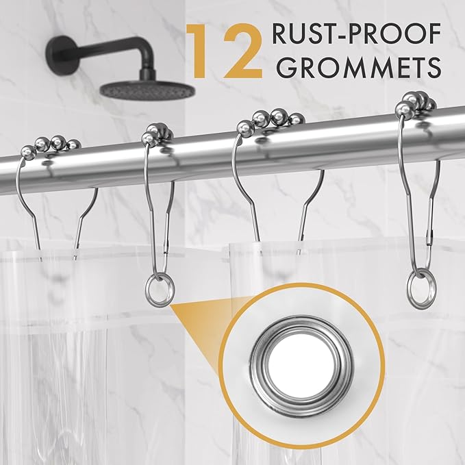 AmazerBath Shower Curtain Liner 2 Pack, 72 x 84 Inches PEVA Plastic Shower Liner with 3 Weighted Stones and 12 Rustproof Metal Grommet, Lightweight Waterproof Shower Curtain - Clear