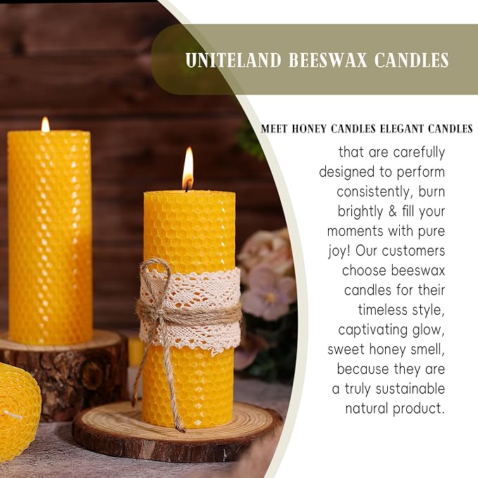 4 Pack Beeswax Pillar Candles, 2x5 Inch Beeswax Candles for Home | Natural Beeswax Non Toxic,Unscented Dripless Smokeless,Handmade Emergency Candles Long Burning,Organic,20 Hours,Paryer,