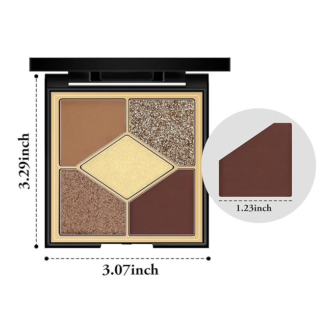 Boobeen 5-Color Eyeshadow Palette, Brown Neutral Tones with Matte Shimmer Glitter Finishes, Long-Lasting Everyday Makeup Palette，Blendable & Pigmented,Travel-Friendly