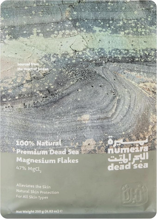 Dead Sea Magnesium Flake Bath Soak - 100% Pure Unscented Magnesium Chloride Flakes (8.82 oz Pouch)