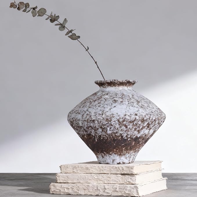 Wabi Sabi Vase, 11.5" Wabi Sabi Decor Rustic Vase, Speckled Brown Ceramic Vase for Centerpiece, Vintage Farmhouse Decor for Home Decorative, Table, Living Room, Bedroom, Bathroom, Kitchen