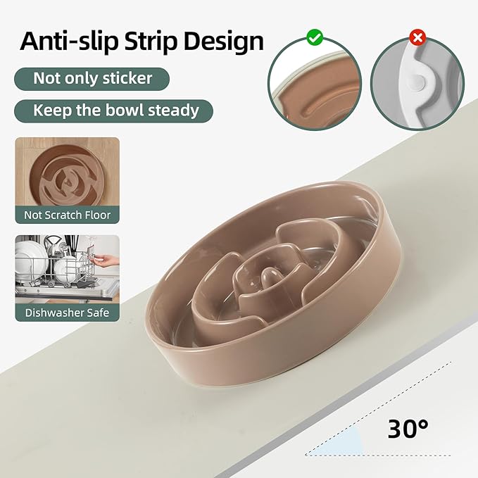 Havniva Ceramic Slow Feeder Dog Bowls, 3.2 Cups Dog Bowl Slow Feeding for Medium and Large Breed, 9.5inch Puzzle Dog Food Bowl Slow Feeder Non-Slip Anti-Gulping and Anti-Choking Reduces Bloating