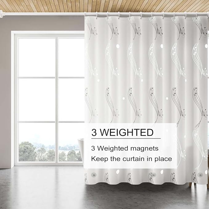 TIKABC Blue Shower Curtain Liner, 4G PEVA Shower Liner, Plastic Peva Waterproof Shower Curtains, 72x72 inch with Grommet Holes 3 Magnetic Weights