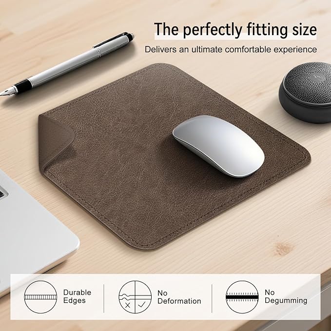 Imitation Crazy Horse Leather Desk Mat - Waterproof Desk Pad - Ideal for Large Mouse Pad and Desk Mats on Top of Desks (Chestnut+Chestnut, 11"*8")