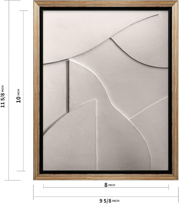 Monem Art Minimalist White Geometric Texture Print - Abstract Scandinavian Wall Art Poster - Wall Decor for Living Room, Bedroom or Office - 8x10 Silver Framed CANVAS Wall Art by Mareike Bohmer