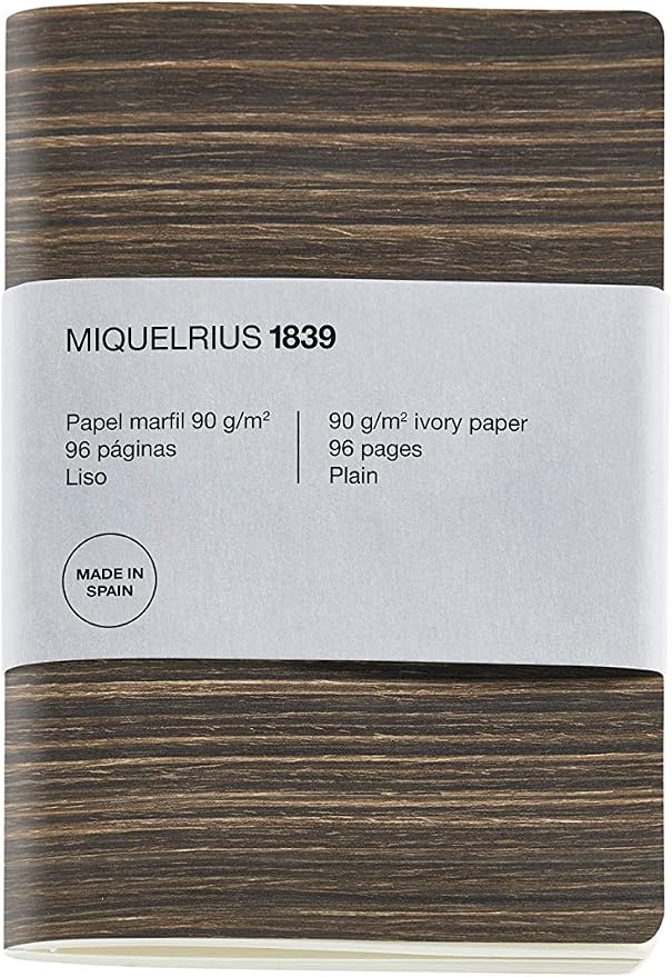 Miquelrius - Recycled Notebook, Wood Look Paper Cover, A6 Size, 105 x 148 mm, 96 Smooth Pages of 90 g/m² Ivory, Wood Design