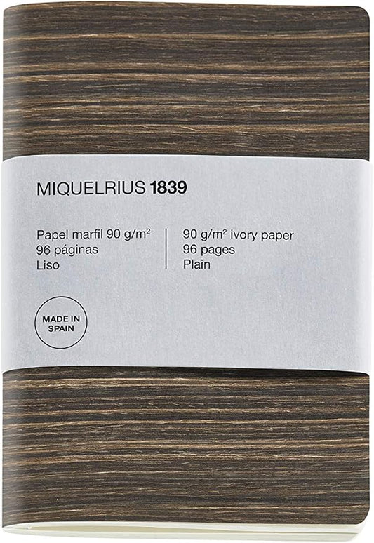 Miquelrius - Recycled Notebook, Wood Look Paper Cover, A6 Size, 105 x 148 mm, 96 Smooth Pages of 90 g/m² Ivory, Wood Design
