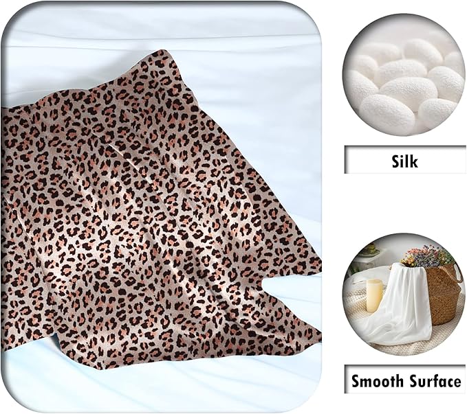 Mulberry Silk Pillowcase for Hair and Skin Standard Size Leopard Print Silk Pillow Cases with Zipper Soft Breathable Smooth Cooling Silk Pillow Covers for Sleeping (Taupe Leopard, 20"X 26",1Pcs)