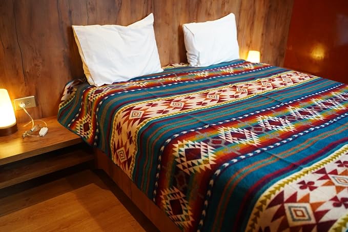 Alpaca Wool Blanket, Queen Size 94 x 78 – Warm, Thick, Ultra Soft, Reversible 2-in-1, Hypoallergenic, Non-Itchy, Washable – Great for Couch, Camping, Travel, Picnics & Cozy Home Comfort(Turquoise)