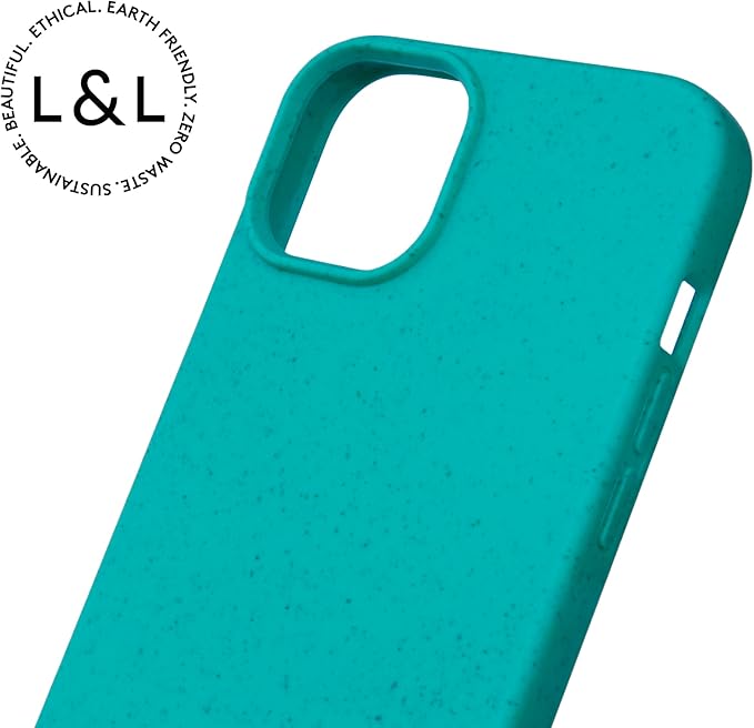 LOAM & LORE Biodegradable Phone Case for iPhone 15 Plus, Plastic Free Eco Friendly Phone Case, Plant Based Compostable iPhone 15 Plus, Premium Zero-Waste Phone Cover (Mint)