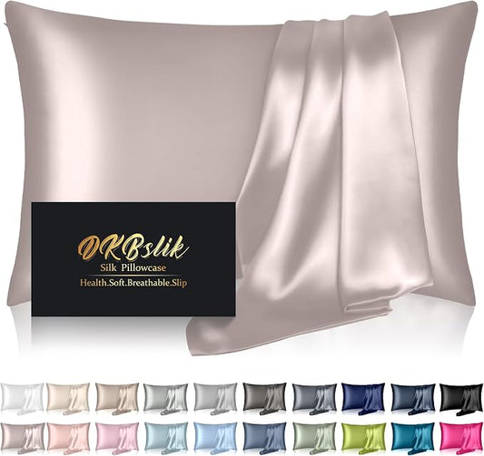 Mulberry Silk Pillow Cases Queen Size, Silk Pillowcase for Hair and Skin, Both Sides Natural Silk Satin Pillowcase for Sleeping Women with Zipper, Gifts for Women Men, Taupe