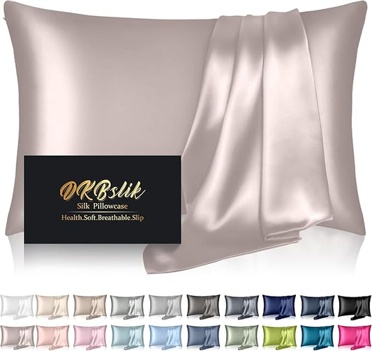 Mulberry Silk Pillow Cases Standard Size, Silk Pillowcase for Hair and Skin, Both Sides Natural Silk Satin Pillowcase for Sleeping Women with Zipper, Gifts for Women Men, Taupe