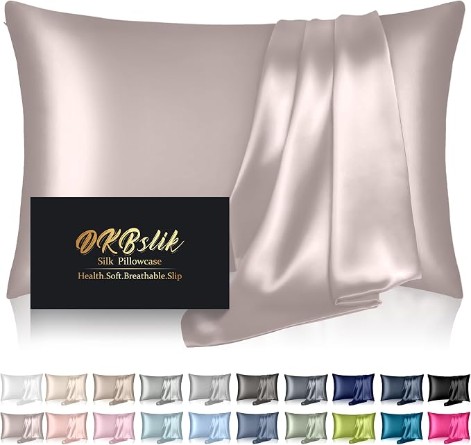 Mulberry Silk Pillow Cases King Size, Silk Pillowcase for Hair and Skin, Both Sides Natural Silk Satin Pillowcase for Sleeping Women with Zipper, Gifts for Women Men, Taupe