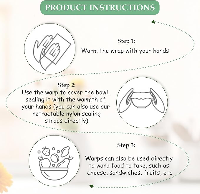 Reusable Bowl Covers 2 Sets for Bread Proofing,Beeswax Bowl Covers Reusable,Washable with Elastic Cover for Food Fruit Salad Eco-friendly,Food Storage Warps for Sandwiches & Cheese & Fruits