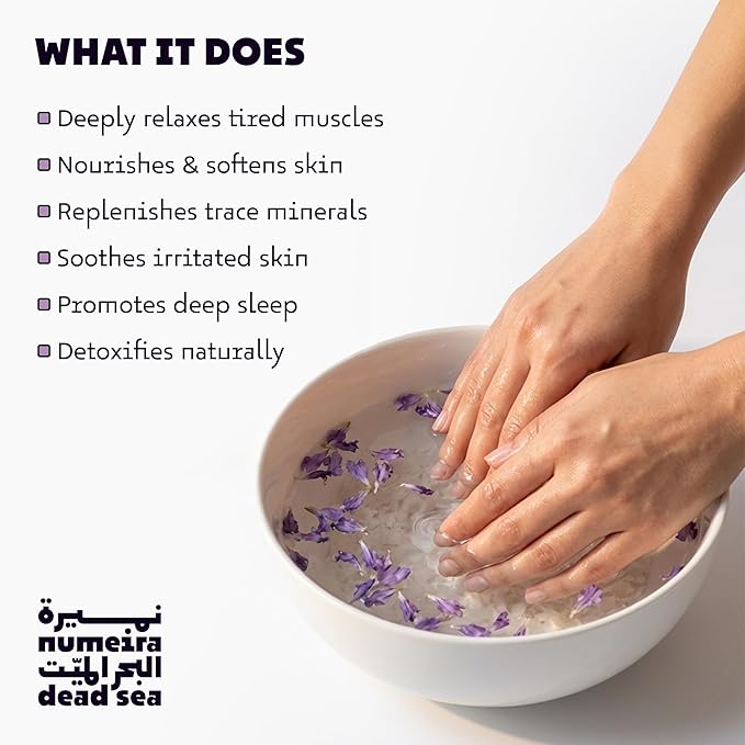Dead Sea Salts for Soaking - Relaxing Salt Bath Soak for Body Rejuvenation - Natural Mineral Salts - Coarse Dead Sea Salt Bath Salts for Women & Men w/Lavender Infused Essential Oil (8.82 oz)