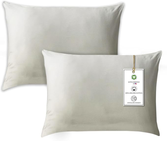 A1HC Humus Reversible Print Organic Cotton Pillowcase (Set of 2) | GOTS Certified Organic Cotton Pillowcase |Wrinkle Resistant| Long Staple Cotton| 21" x 30"