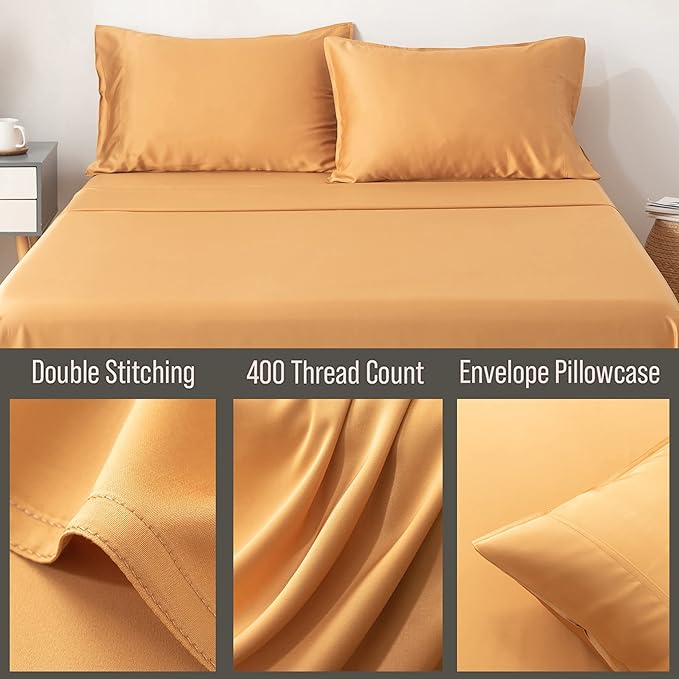 Bella Coterie | Luxury Bamboo Viscose King Size Pillowcase Set | 100% Organically Grown | Ultra Soft | Cooling | 2 Pcs [Marigold]