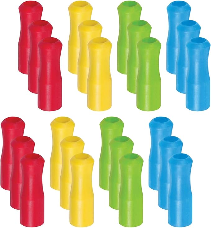 HIC Kitchen Silicone Straw Tips with Zipper Mesh Storage Bag, Reusable, Set of 24 Tips