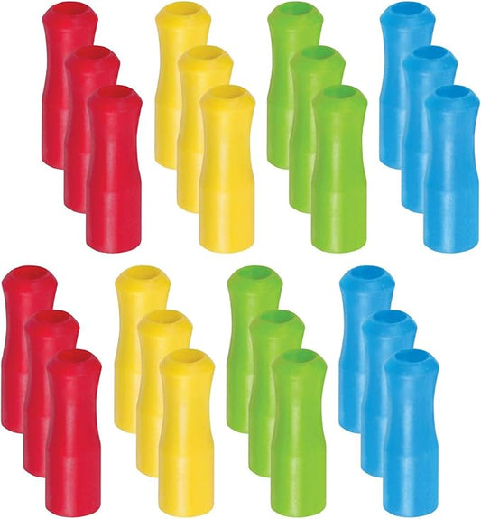 HIC Kitchen Silicone Straw Tips with Zipper Mesh Storage Bag, Reusable, Set of 24 Tips