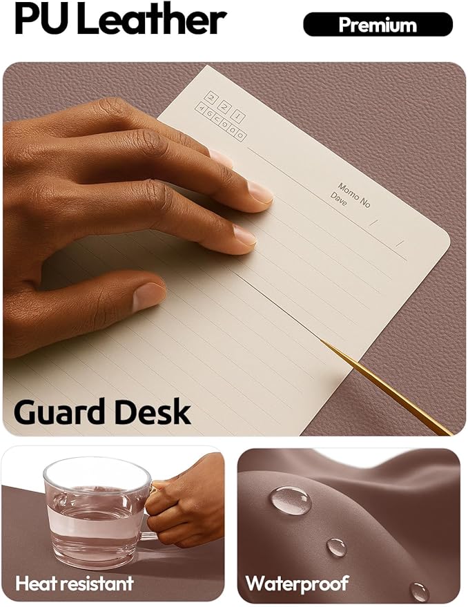 YSAGi Leather Desk Protector, Office Mat, Large Mouse Mat, Non-Slip PU Leather Blotter, Laptop Pad, Waterproof Writing Pad for Office and Home (Chocolate, 23.6" x 13.8")