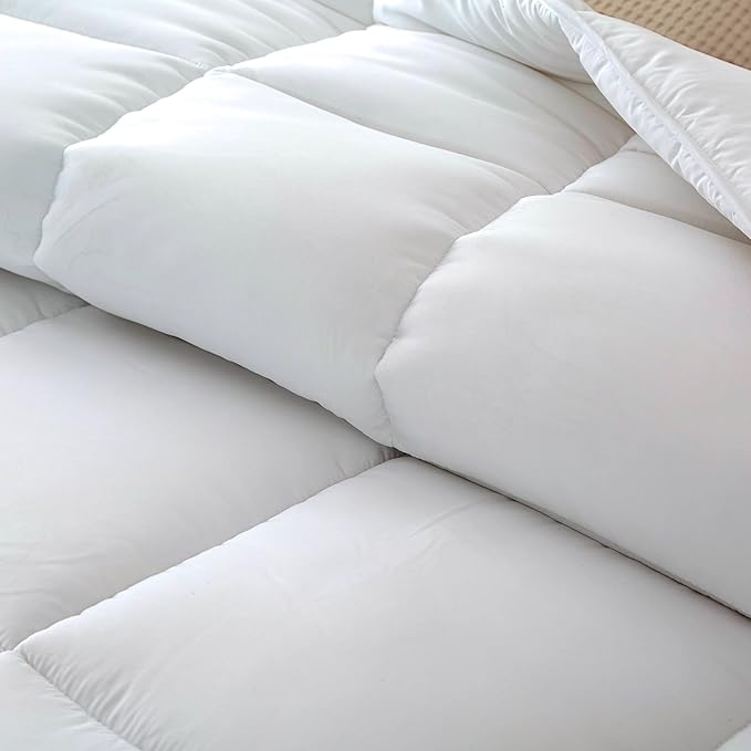 Dorrin Nessin King Size Down Alternative Comforter All Season Duvet Insert, Ultra Soft Double Brushed Microfiber Quilt Cover, Classic Box Stitched with Corner Tabs, White Color