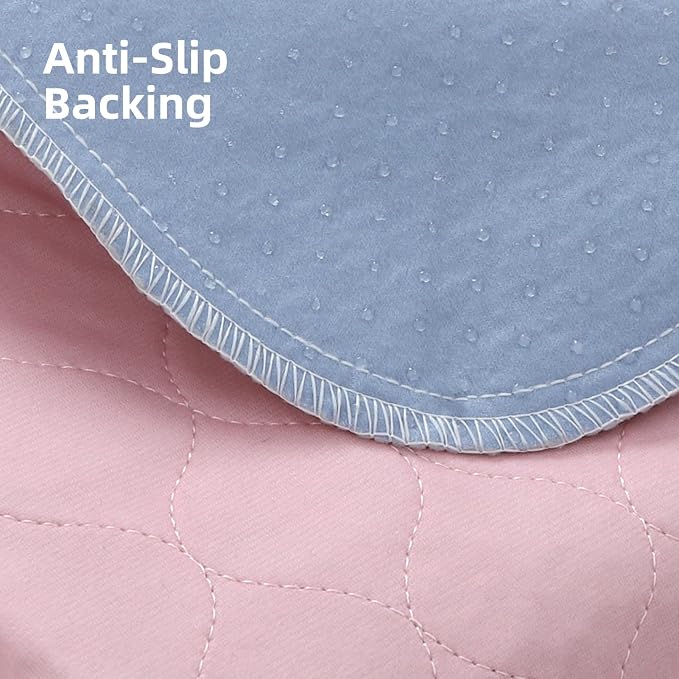 PUPTECK Washable Pee Pads for Dogs - Waterproof Reusable Puppy Potty Training Pads Whelping Mat - Fast Absorption Non-Slip Pet Food Feeding Mat (Pink, 34x36 Inch (Pack of 2))