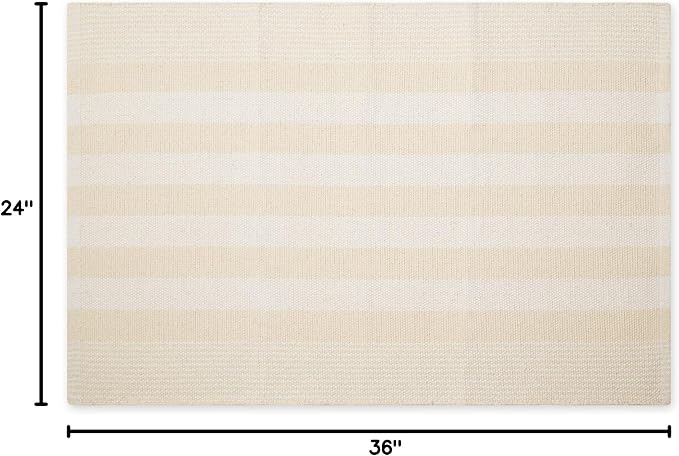 DII Woven Rag Rug Collection Recycled Yarn Cabana Stripe, 2x3', Natural