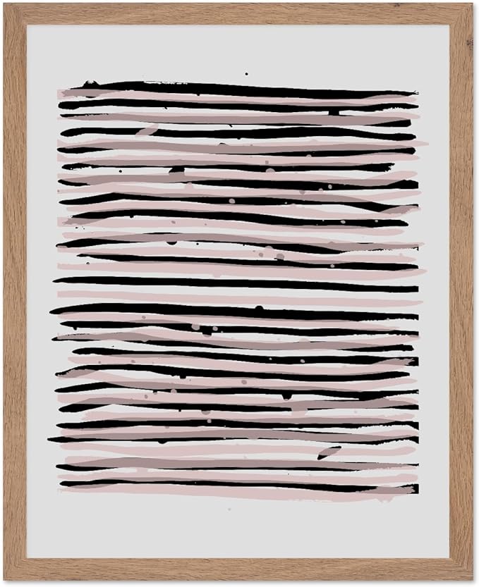 Monem Art Black and Blush Abstract Line Painting Print - Minimalist Scandinavian Art Poster - Wall Decor for Living Room, Bedroom or Office - 12x16 Beige Framed Wall Art by Mareike Bohmer
