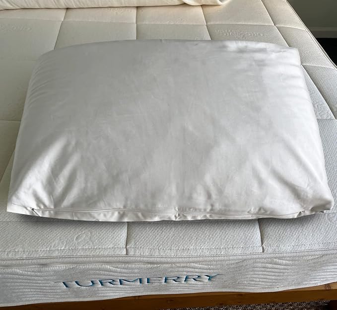 Green Natural and Organic Shredded Latex Pillow - Queen Size - GOLS Certified Organic - Adjustable Bed Pillows for Sleeping - Soft Pillow for Side and Back Sleepers - Zippered Organic Cotton Cover