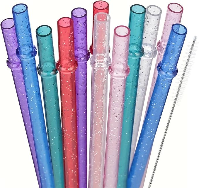 Straws for drinking, 12-Piece Translucent Tritan Straw Set – 23cm/9in Universal Tumbler Accessories with Cleaning Tools, Durable Food-Safe Plastic in Soft Gradient Tones