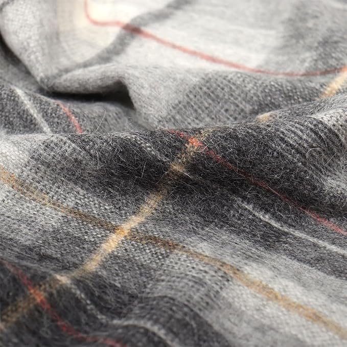Superfine Alpaca Wool Throw Blanket - Lightweight Alpaca Merino Wool Throw Blankets | Soft Peruvian Alpaca Blanket Wool Blanket Scottish Design 72" x 60" (Gray/Soft Gray/Ivory)