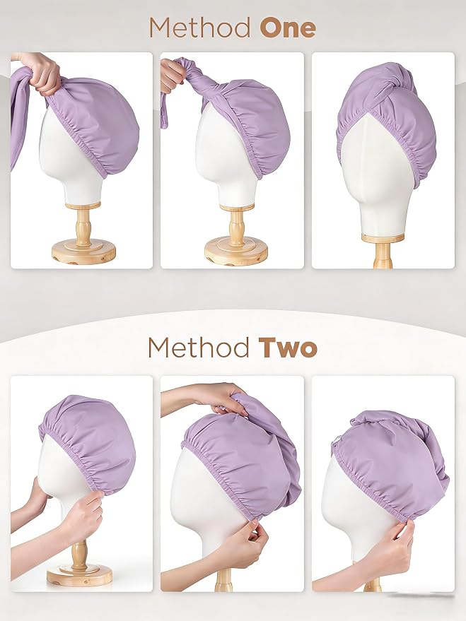 3 Pack Microfiber Hair Towel Wrap for Women, Fast Drying Hair Turban with Button, Anti-Frizz Large Hair Towel for All Hair Styles, Soft & Absorbent Hair Drying Towel
