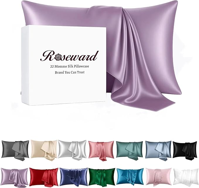 Mulberry Silk Pillowcase King Size Lavender Luxury Made in USA, Premium Silk Pillow Cases Purple for Hair and Face, Real 22 Momme, Anti Aging, 1 Pc 20"x36" (King, Purple)
