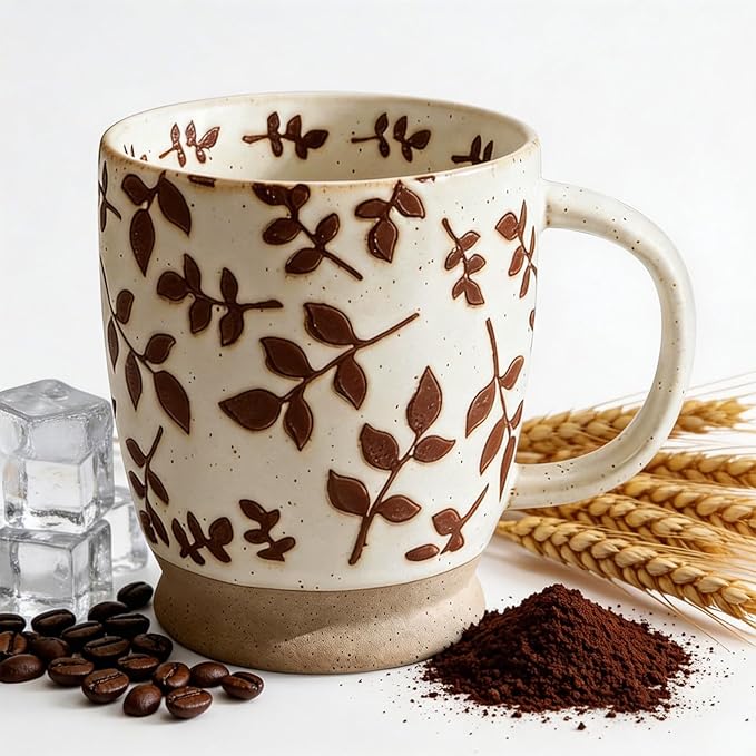 18 oz Coffee Mug Gift for Women Mom Her - Rustic Handmade Coffee Cup, Microwave & Dishwasher Safe Large Mug for Latte, Cocoa, Tea, Milk, Milkshake - Home Office Essential