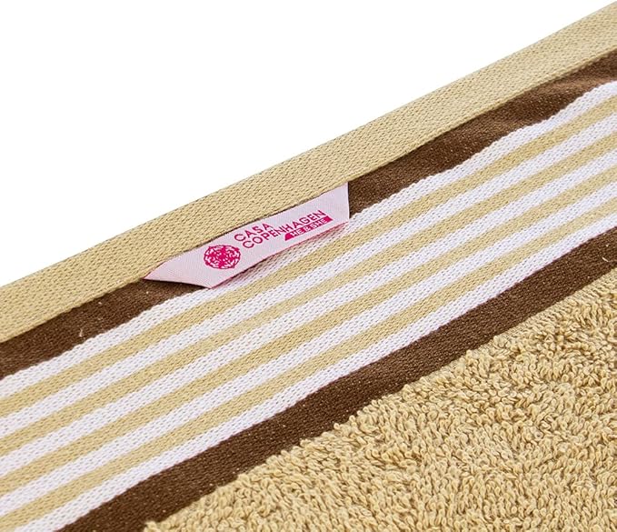 CASA COPENHAGEN He & She 4Pcs 100% Egyptian Cotton Large Designer Towels Gift Set- Brown - Beige, 550 GSM, 55"x27", 4Bath Towels for Bathroom (Box Pack, Set for Women & Men)