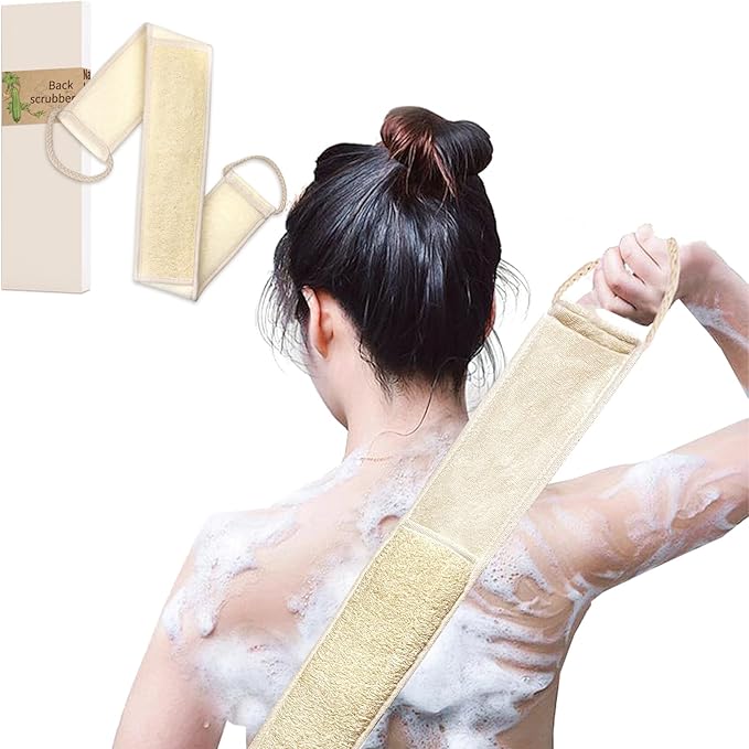 Natural Loofah Back Scrubber for Shower(1Pack),Luffa Sponge Exfoliating Bath Strap Made from Organic Loofa for Men and Women