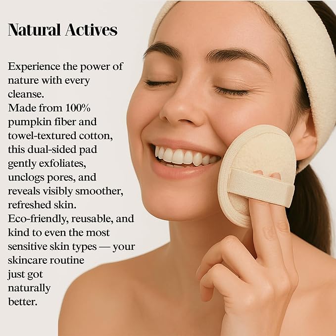 Ewelà Natural Facial Cleansing Pad – 100% Organic Loofah & Cotton Dual-Sided Exfoliating Face Scrubber – Reusable, Biodegradable, Gentle Skin Care Sponge for Daily Deep Pore Cleanse – 8.5cm Round
