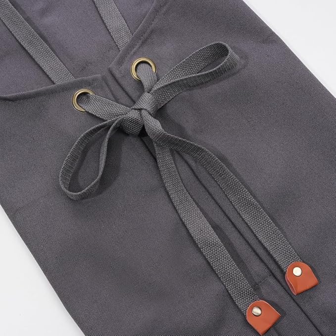 Chef Aprons for Men Canvas Apron with Large Pockets and Adjustable Neck Strap for Cooking,BBQ, Gardening