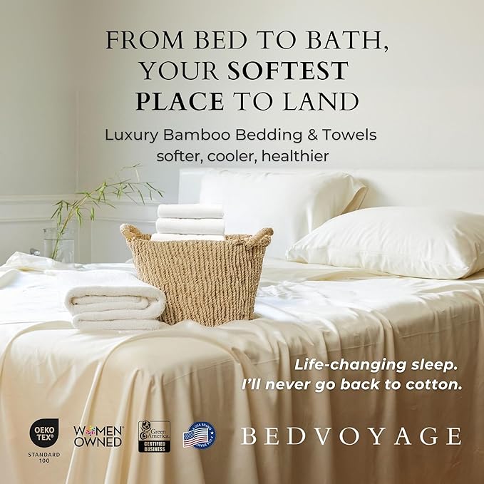 BedVoyage Ultra Soft King Pillowcase Set, Cooling & Breathable, Silky & Gentle to Skin and Hair, Luxury 100% Viscose Derived from Bamboo, 20x36 Envelope Closure, 2pc Set, King - Ivory