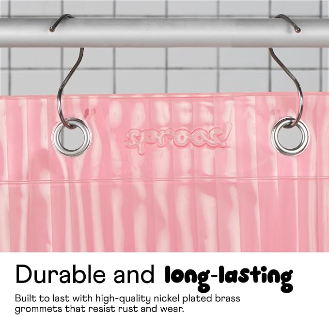 Sproos! - Fluted Shower Liner Pink 72" x 72" - Prevent Water Splashes - Modern Stylish Design - Eco-Friendly Material - Easy Maintenance Durable Long-Lasting