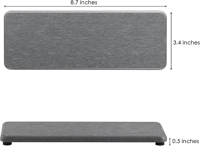 NiuYichee 2 Pcs Water Absorbing Stone Trays, Kitchen/Bathroom Sink Soap Dish, Diatomite Tray Used for Hand Soap & Cosmetic Bottles in The Modern Home, 3.15" W x 8.7" L, Gray