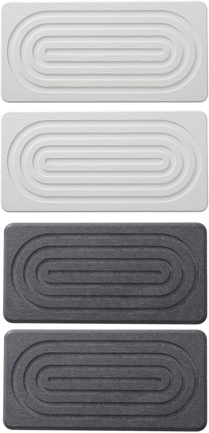 2Pieces Natural Water Absorbing Stone Soap Holder Tray for Bathroom Countertop and Sink Organization Counter Top Natural Diatomite Bath Tray