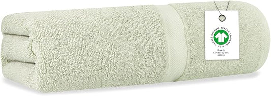Organic Cotton Luxuriously Plush Bath Sheet | GOTS & Oeko-TEX Certified | Premium Hotel Quality Towels | Feather Touch Technology| 650 GSM Long Staple|Soft, Quick Dry & Ultra-Absorbent 36"x70"